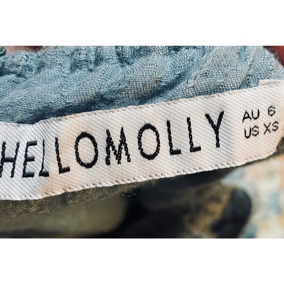 Hello Molly Crochet Detail Mini Swing Dress Halter Open Back V Neck Turquoise XS - Picture 7 of 9